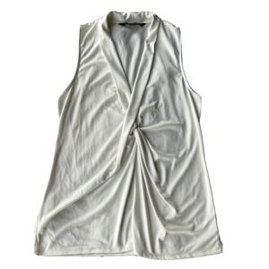 Rachel Roy Twist Front Tank Top Blouse V Neck Ivory White Sz Small Casual Career